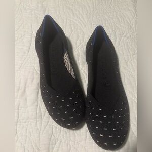 Rothy's Black and White pin dot flats